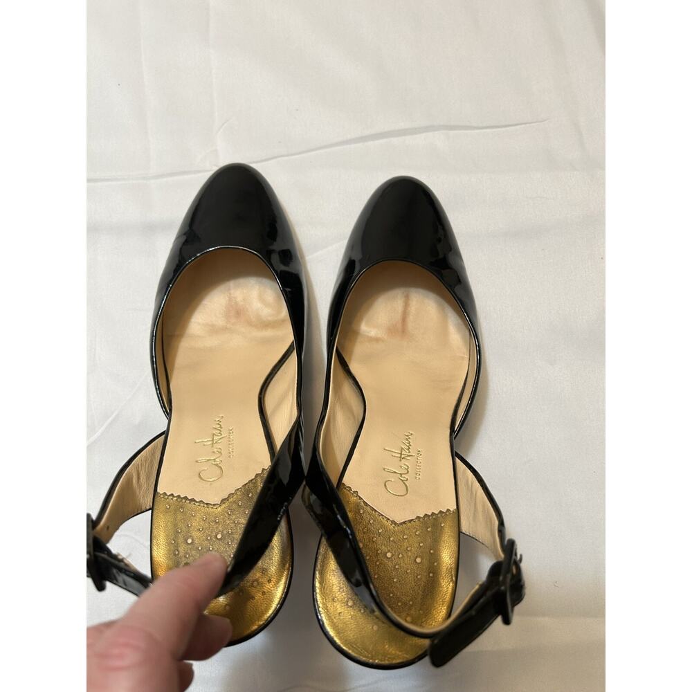 COLE HAAN NIKEAIR - Black Patent Leather Heel Pumps Slingback - Sz 9.5